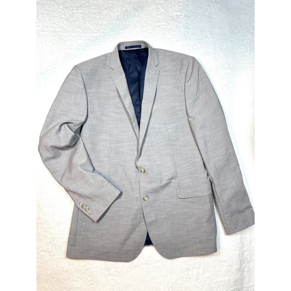 Nick Graham Blazer 44L 37W New York Cut Stretch Modern Fit gray blue double vent
